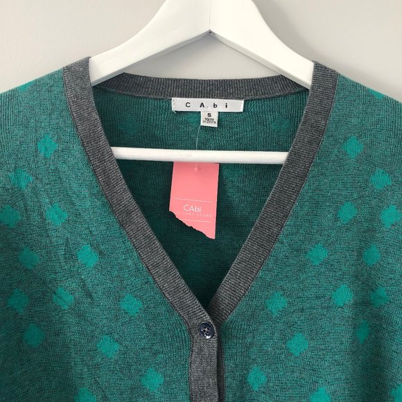 NWT CAbi Muted Polka Dot V-neck Sweater Small - Picture 2 of 16